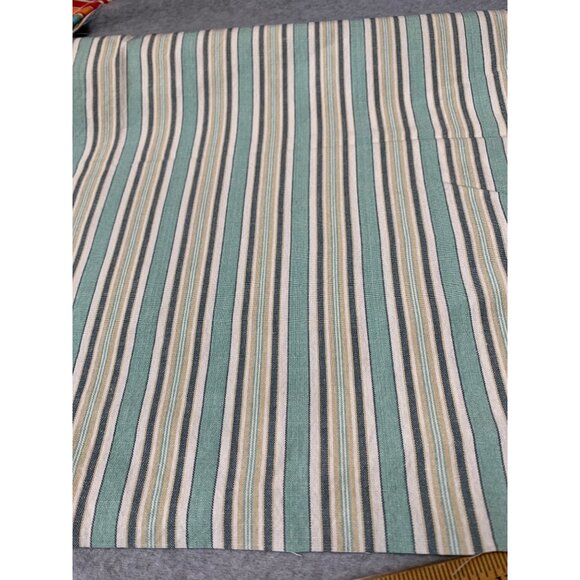 Striped Cotton Fabric Piece 23"x26" Sewing Crafts Turquoise Beige White - Picture 2 of 4
